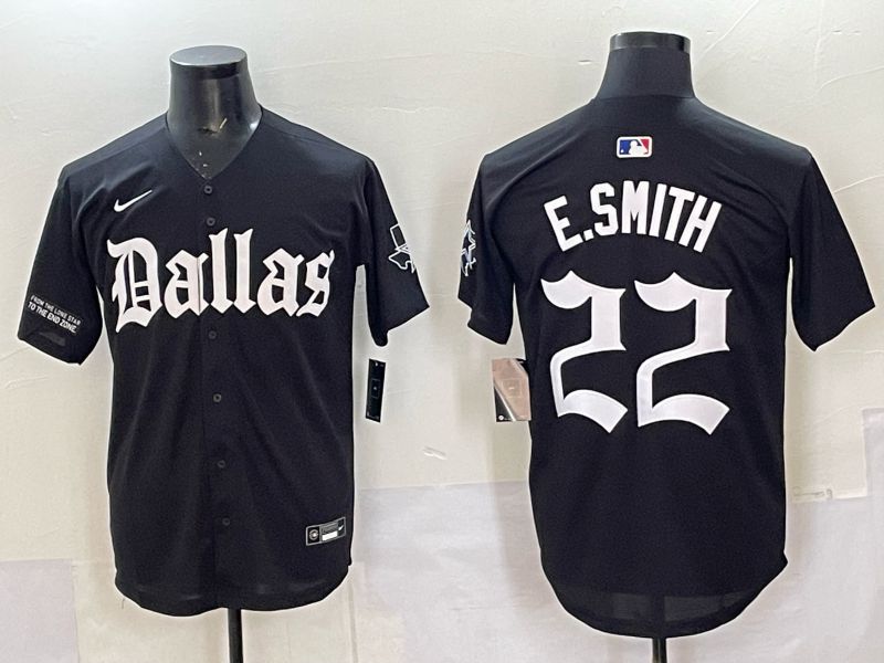 Men 2025 Nike Dallas Cowboys #22 E.Smith Black 5th generation Joint Name Limited NFL Jersey 015